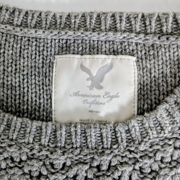 AMERICAN EAGLE LIVE YOUR LIFE Women's Short Sleeve Knit Sweater Size M Gray - Picture 5 of 6